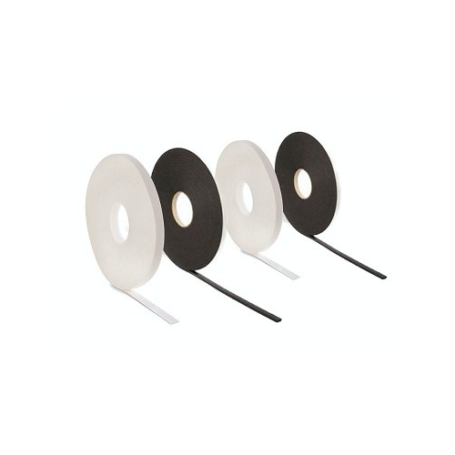 Single sided Foam Tape. Medium density, high tack acrylic adhesive for internal and external applications. Provides 1000pa water seal when compressed by 30%. Also seal air & dust. Thicknesses from 1.5mm up to 15mm. Standard widths 10mm, 15mm, 20mm, 25mm. 
