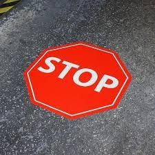 Social distancing floor sign - STOP